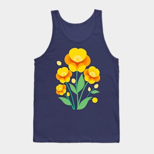 Yellow Buttercup Flowers Retro Boho Tank Top